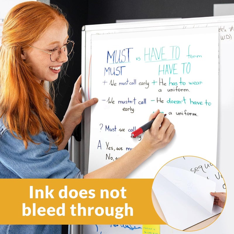 SUNEE Sticky Easel Pads, 25x30 Inches, 30 Sheets/Pad, 2 Pack – Self Stick Flip Chart Paper for Whiteboards, Premium Large White Chart Paper - Image 2